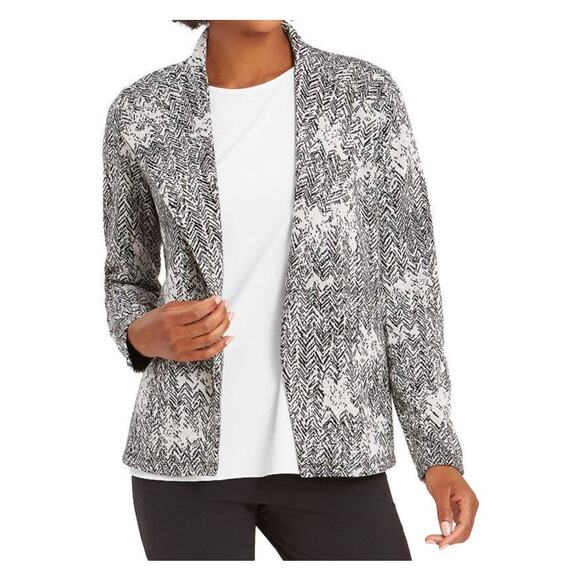 Nic & Zoe Marbelous Draped Open Cardigan Jacket Sz Medium in Grey Multi NWT - Picture 2 of 6